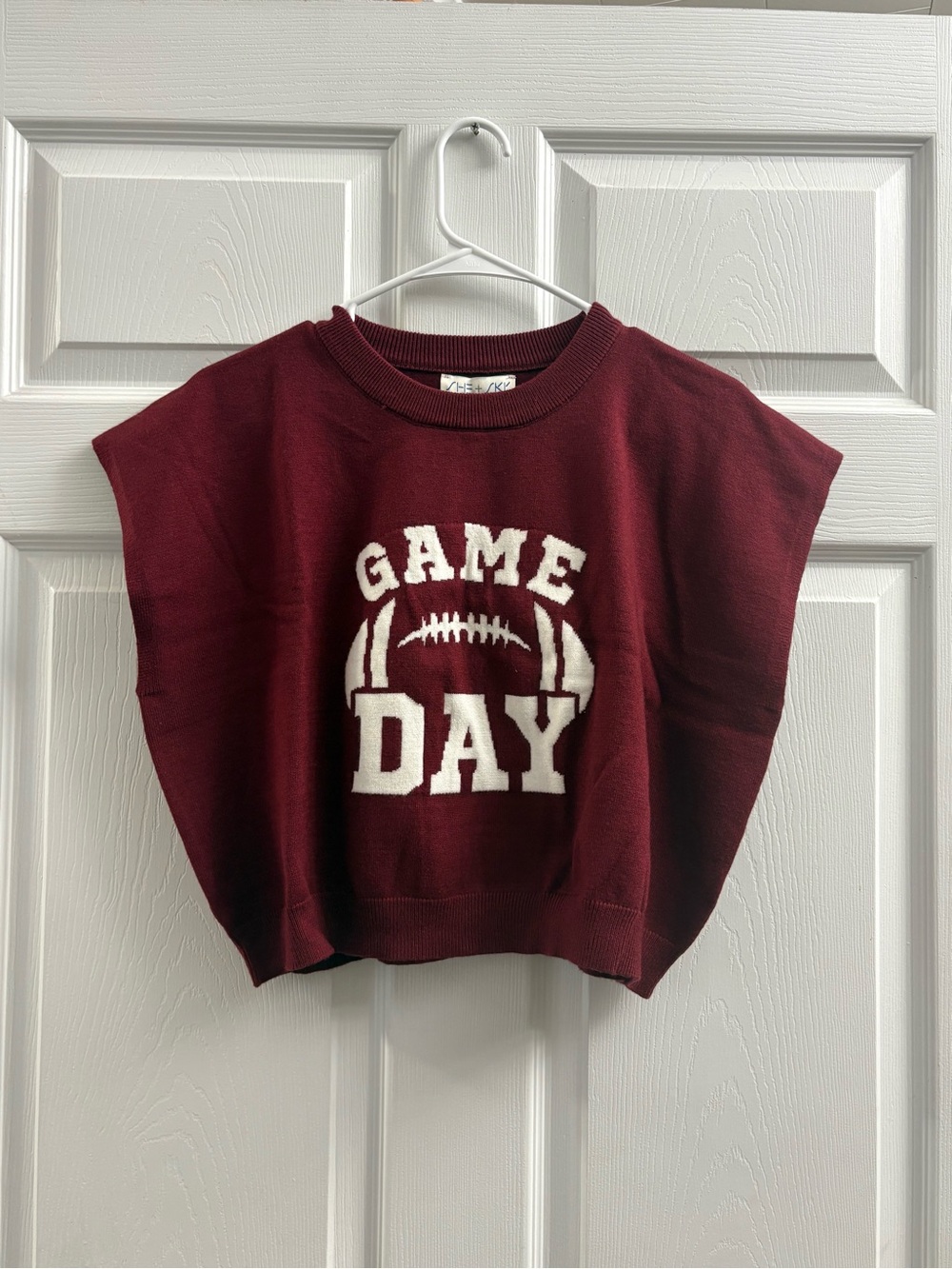 Women’s She + Sky Burgundy Football Game Day Sweater Vest
